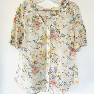 Skies Are Blue V-neck Multicolor Floral  XSP blouse